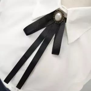브로치 입학 넥타이 학예회 두줄 졸업 리본 검정
