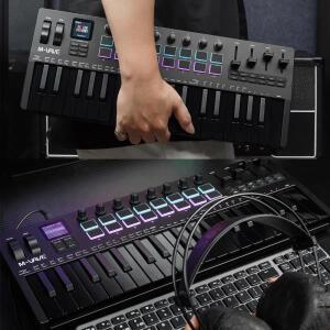 SMK-37 프로 37건반 블랙 MIDI 컨트롤러 16개 RGB 패드 8개 노브 내장 신디사이저 탑재 휴대용 키보드