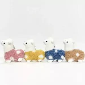 도트 미니 뽀글이 후리스 알파카 인형 키링 4Colors