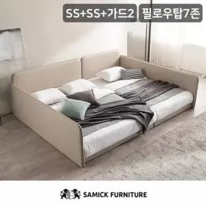 삼익가구 루시 슬림형 저상형 패밀리 침대 SS+SS 필로우탑 7존 독립 매트리스)+가드2