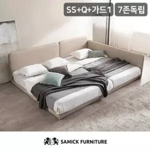 삼익가구 루시 슬림형 저상형 패밀리 침대 SS+Q 7존 독립 매트리스)+가드1