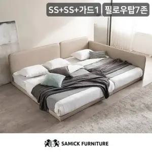 삼익가구 루시 슬림형 저상형 패밀리 침대 SS+SS 필로우탑 7존 독립 매트리스)+가드1