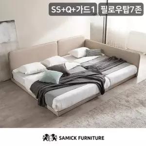 삼익가구 루시 슬림형 저상형 패밀리 침대 SS+Q 필로우탑 7존 독립 매트리스)+가드1