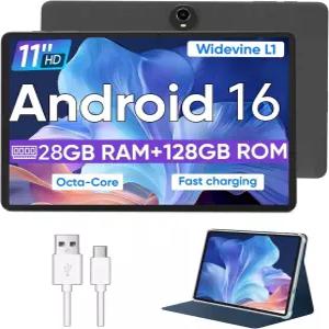WXUNJA 안드로이드 16 태블릿 옥타 코어 프로세서가 탑재된 11인치 28GB RAM ROM 1TB 확장 와이드바인 L1