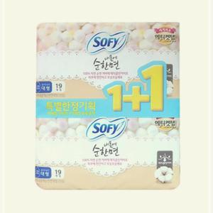 울트라 19+19P 순면생리대 x 대형 내몸에순한면 생리대 형 학교 소피 2개 여성용품 형생리대 날개 관공서