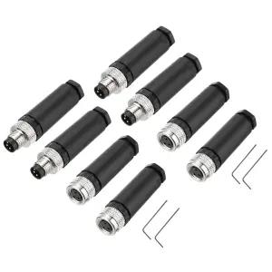 메카닉시티 4세트 3핀 M8 여성 남성 항공 커넥터 와이어 플러그 케이블용 코딩 8mm 원형 센서 방수 IP67