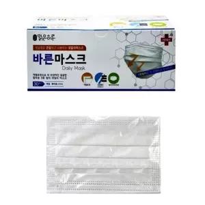 맑은하루 데일리 바른마스크 30매 성인용(화이트)
