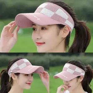 테니 골프 차단 자외선차단썬캡 니트밴딩캡 여름 모자 여성 체크 썬캡 자외선 원픽