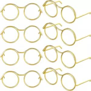 YALOJE 20pcs 미니 인형 안경 렌즈가 없는 골드 메탈 와이어 림 프레임 작은 선글라스 원단 드레스업 DIY