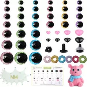 뮤쿤니아 160개 세탁기로 아미구루미를 위한 12-35mm 3D 달 안전 눈과 코 세척기로 만든 대형 플라스틱