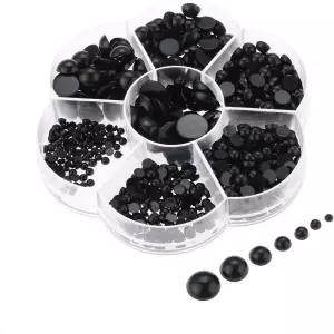 예타하 500PCS 검은색 플라스틱 원형 눈 플랫백 인형 제작 용품
