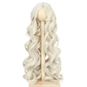 미스유 헤어 귀여운 7-8인치 17CM-19CM 머리용 1/4 BJD 가발 긴 곱슬 금발 MSD 풀립 돌피 수제 소녀 인형