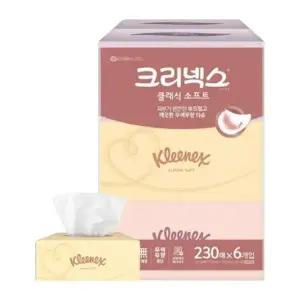 유한킴벌리 크리넥스 클래식 소프트 각티슈 230매 6개입