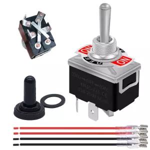 와이더 모멘탈 리버스 폴라 스위치 12V 30A 모터 컨트롤 RV 잭 DPDT 4핀(ON)-오프 ON 토글 방수 캡 와이어
