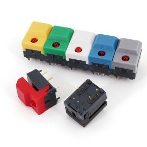 무대 장비 제어를위한 LED 순간 SPDT 사각형 푸시 버튼 택트 스위치가있는 10Pcs PB86-A1 6Pin