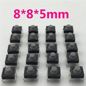 20 개/몫 8x8x5MM 4PIN G77 전도성 실리콘 무음 촉각 택트 푸시 버튼 마이크로 스위치 셀프 리셋