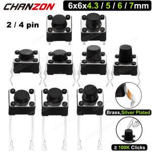 6x6mm 마이크로 푸시 스위치 터치 버튼 4.3 5 6 미니 촉각 토글 Pcb Arduino 용 순간 2pin