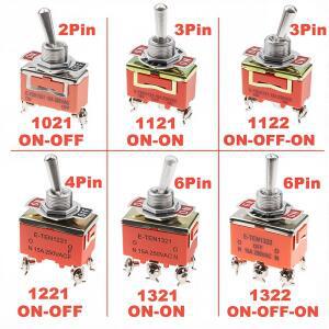 5pcs 토글 스위치 SPST 250V 15A 래칭 ON-OFF 1021 전원 버튼 로커