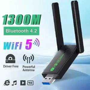 1300Mbps USB 3.0 WiFi 어댑터 네트워크 카드 듀얼 밴드 2.4G/5GHz Bluetooth 4.2 데스크탑 노트북 PC 용