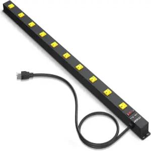 ZESEN 10 콘센트 롱 파워 스트립 넓은 간격의 바 작업대 차고 상점 과부하 보호 스위치를 위한 4FT 코드가