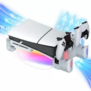 호산웰 슬림 수평 스탠드 디스크 및 디지털 버전 듀얼 사용 충전소 멀티 모드 RGB 라이트 3레벨 냉각 팬