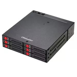 6베이 2.5인치 SATA SSD HDD 핫스왑 모바일 랙/인클로저 하드 디스크 데이터 저장 장치 5.25 드라이브