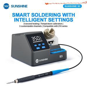 SUNSHINE S3 60W 스마트 납땜 스테이션 3개의 사전 설정된 지능형 온도 제어 기능이 있으며 210 시리즈 팁