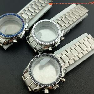 새로운 39.7mm 시계 스테인레스 스틸 문 백 커버 케이스 맞는 VK63 무브먼트 액세서리 20mm 스트랩 상자에