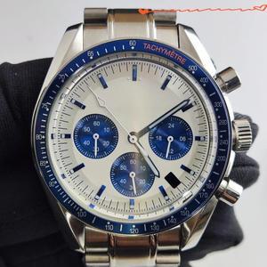 39.7MM 남성용 쿼츠 시계 스테인레스 스틸 문 케이스 FIT VK63 무브먼트 액세서리 부품 20mm 스트랩 호환