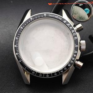 39.7mm 남성용 시계 금속 케이스 FIT VK63 무브먼트 액세서리 사파이어 유리 부품 20mm 스트랩 상자에 적합