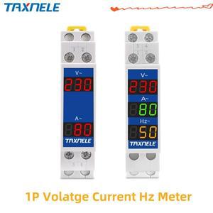 Din 레일 18mm 전압 HZ 미터 AC 80-500V 220V 100A 모듈형 LED 표시기 디지털 볼트 테스터