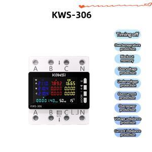 KWS-306 전기 미터 AC 85-290V 컬러 스크린 스마트 디지털 DIN 레일 3 상 4 선 에너지 전력계