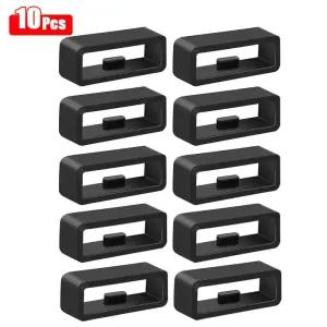 10pcs/5pcs/4pcs 블랙 화이트 시계 밴드 18mm 스트랩 루프 링 실리콘 고무 액세서리 홀더 로커