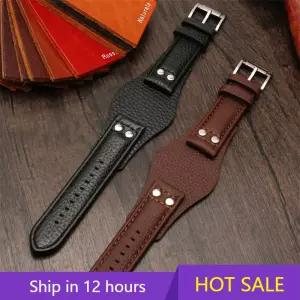 화석 CH2564 FS4813 ME3102 AM4535/AM4486 20mm 남성용 리벳 시계 밴드 용 정품 가죽 스트랩