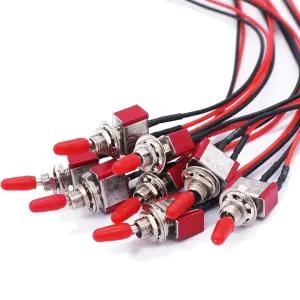 Twidec/8개 미니 토글 스위치 SPST 2 포지션 2핀 ON/Off AC 125V 5A 3A 250V 사전 납땜된 와이어 MTS-101-X
