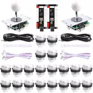 Easyget 새로운 업데이트된 2인용 LED DIY 아케이드 키트 2X 제로 지연 USB 인코더 조이스틱 PC Windows