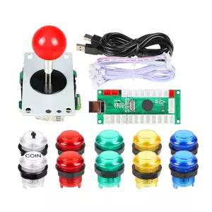 포시야 1인용 USB 인코더와 PC 아케이드 조이스틱 레드 탑 볼 게임용 5V LED 버튼 10개 마메 라즈베리 파이