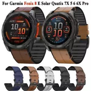 실리콘 가죽 22 26mm Garmin 시계 용 퀵핏 스트랩 Fenix 8 51 E 7X 7 Pro 6X 6 5X 5 Plus Enduro 3 2 팔찌