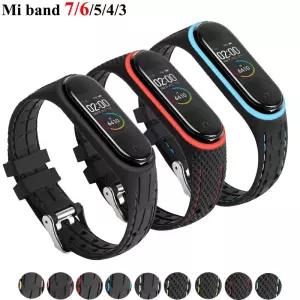 Mi band 7 6 5 팔찌 스포츠 벨트 실리콘 시계 밴드 교체 Xiaomi 3 4 스트랩 용 Smartwatch