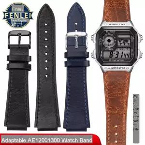 카시오 AE1200 A158W/A168 W-216H 빈티지 시계 스트랩 볼록한 입 남성용 팔찌 18MM 용 레트로 정품 가죽