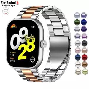 Redmi 시계 4 스트랩 용 스테인레스 스틸 밴드 Xiaomi mi band 8 pro SmartWatch 손목 금속 링크 팔찌