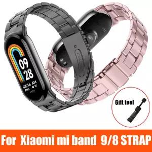 Xiaomi Mi Band 8 9 용 금속 스트랩 팔찌 Pulseira 나사없는 스테인레스 스틸