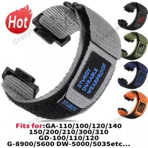 카시오 GA-110 800 GD100 120 G8900 5600 GW-M5610 6900용 16mm 시계줄 부드러운 나일론 손목 스트랩 남녀