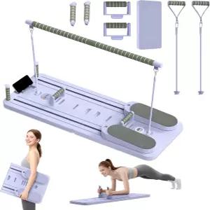 필라테스 보드 - 홈 운동을 위한 업그레이드된 접이식 리포머 세트 다기능 휴대용 머신