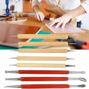 가죽 조각 도구 공예 DIY 모델링 그루빙 숟가락 이중 추적 포인트 드릴 펜 키트