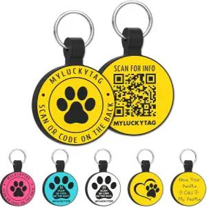마이럭태그 콰이어트 각인 실리콘 QR 코드 반려동물 ID 반려견 및 고양이 목걸이 온라인 프로필 위치 알림