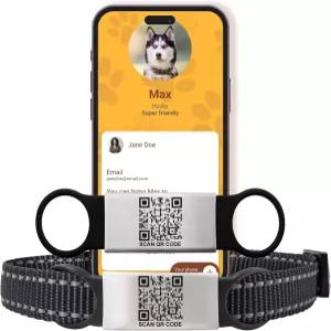 스마트 슬라이드 온 QR 코드 반려동물 태그 각인이 있는 조용한 개 및 고양이 ID 스테인리스 스틸 실리콘