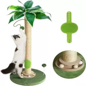 환상적인 고양이 긁기 게시물 33인치 키 큰 장난감이 있는 실내 및 성인 위한 인터랙티브 볼 셀프 그루머