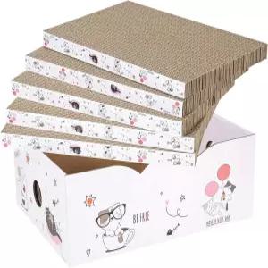 고양이 스크래치 패드 1개에 상자 스크래처 골판지 가역적이고 내구성이 뛰어난 재활용 5팩 쉬고 발톱을