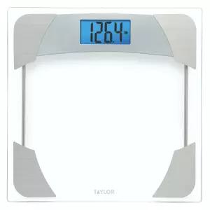 테일러 디지털 체중계 400파운드 용량 유니크 블루 LCD 스테인리스 스틸 액센트 유리 플랫폼 12.2 x 인치